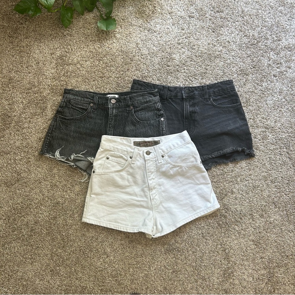 Women’s High-Rise Denim Shorts — Black and White (3-Pack)